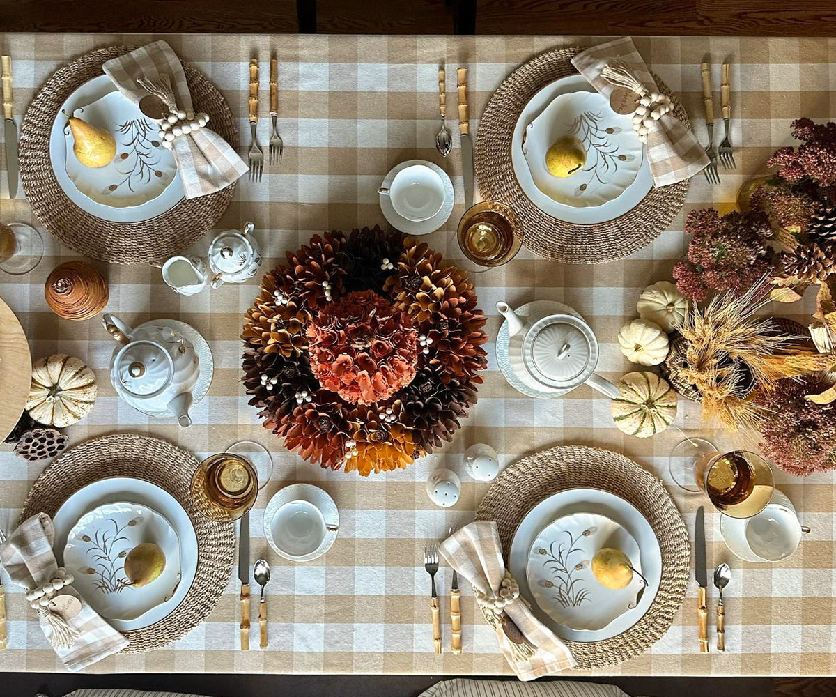 Beige And Cream Buffalo Checkered Napkins