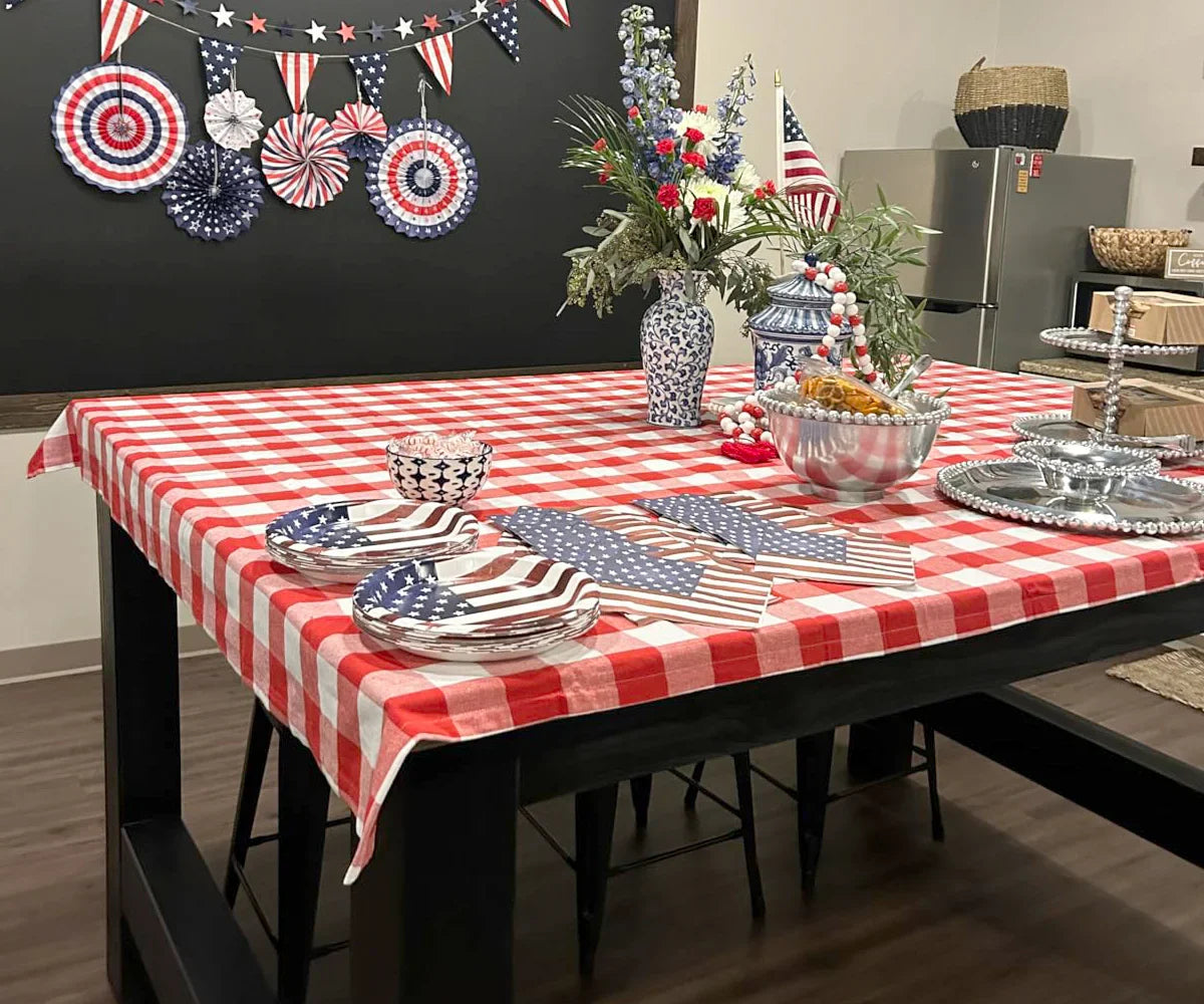 Red and White Checkered Tablecloth