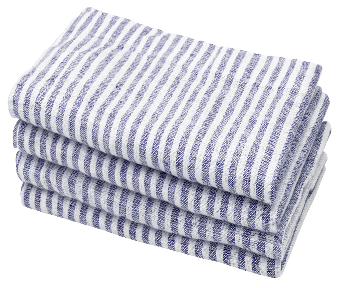 Blue Pinstripe Linen Napkins