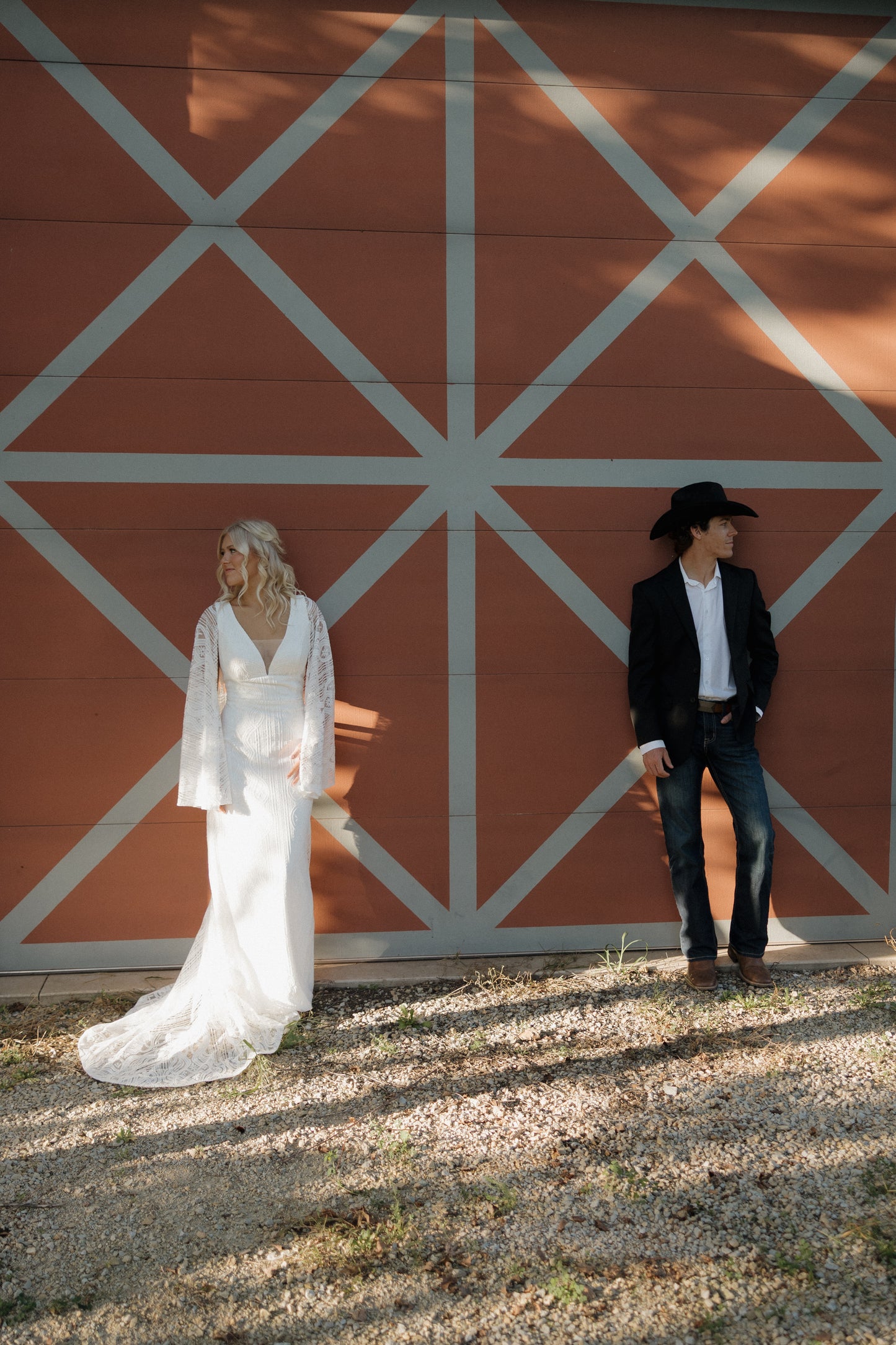 The Wilson Gown – Boho Lace Fit-and-Flare Wedding Dress with Fringe Back & Cape Sleeves