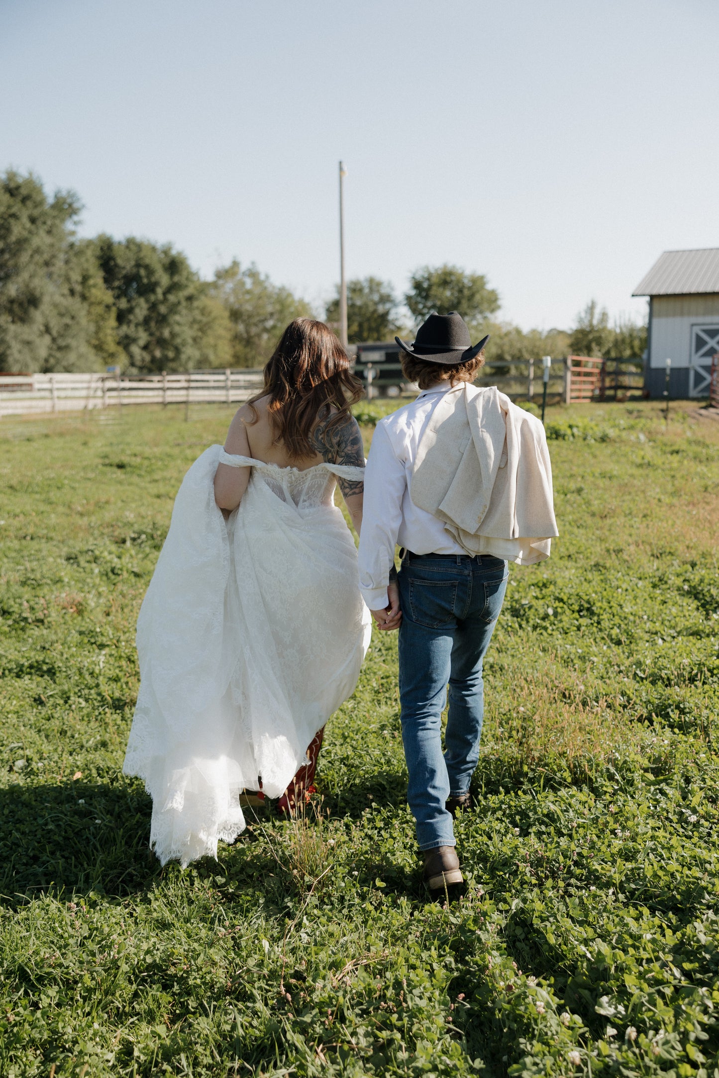 The Meredith Gown – Vintage Prairie Lace Wedding Dress with Basque Waistline