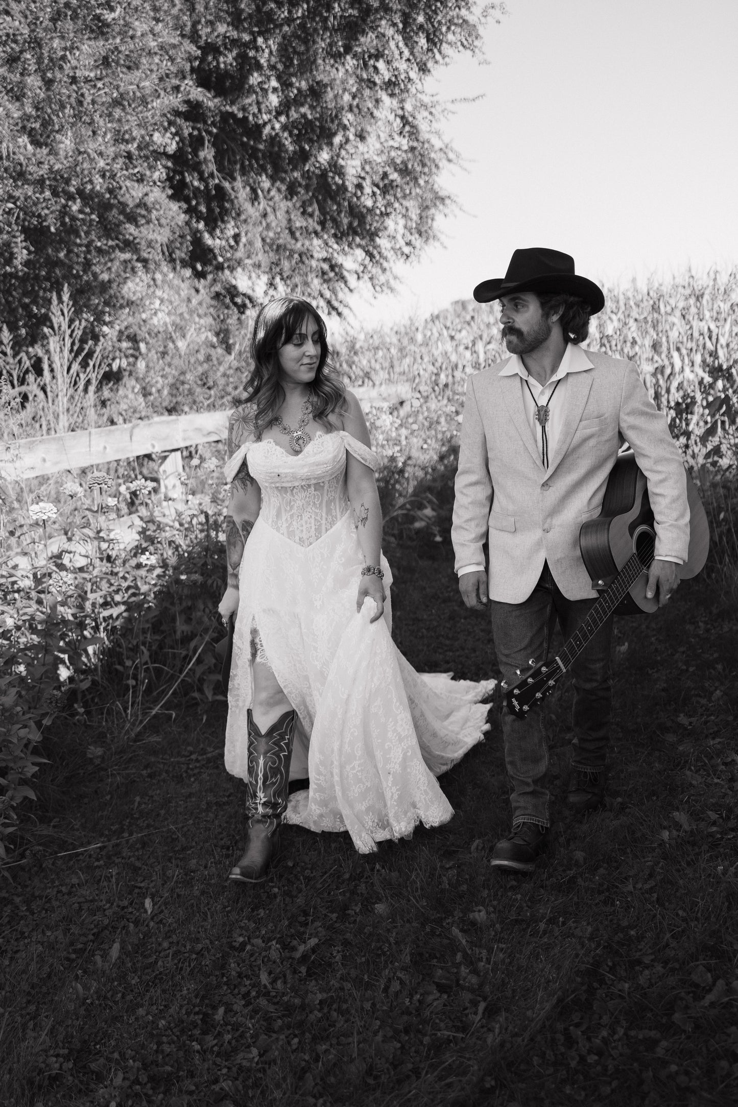 The Meredith Gown – Vintage Prairie Lace Wedding Dress with Basque Waistline