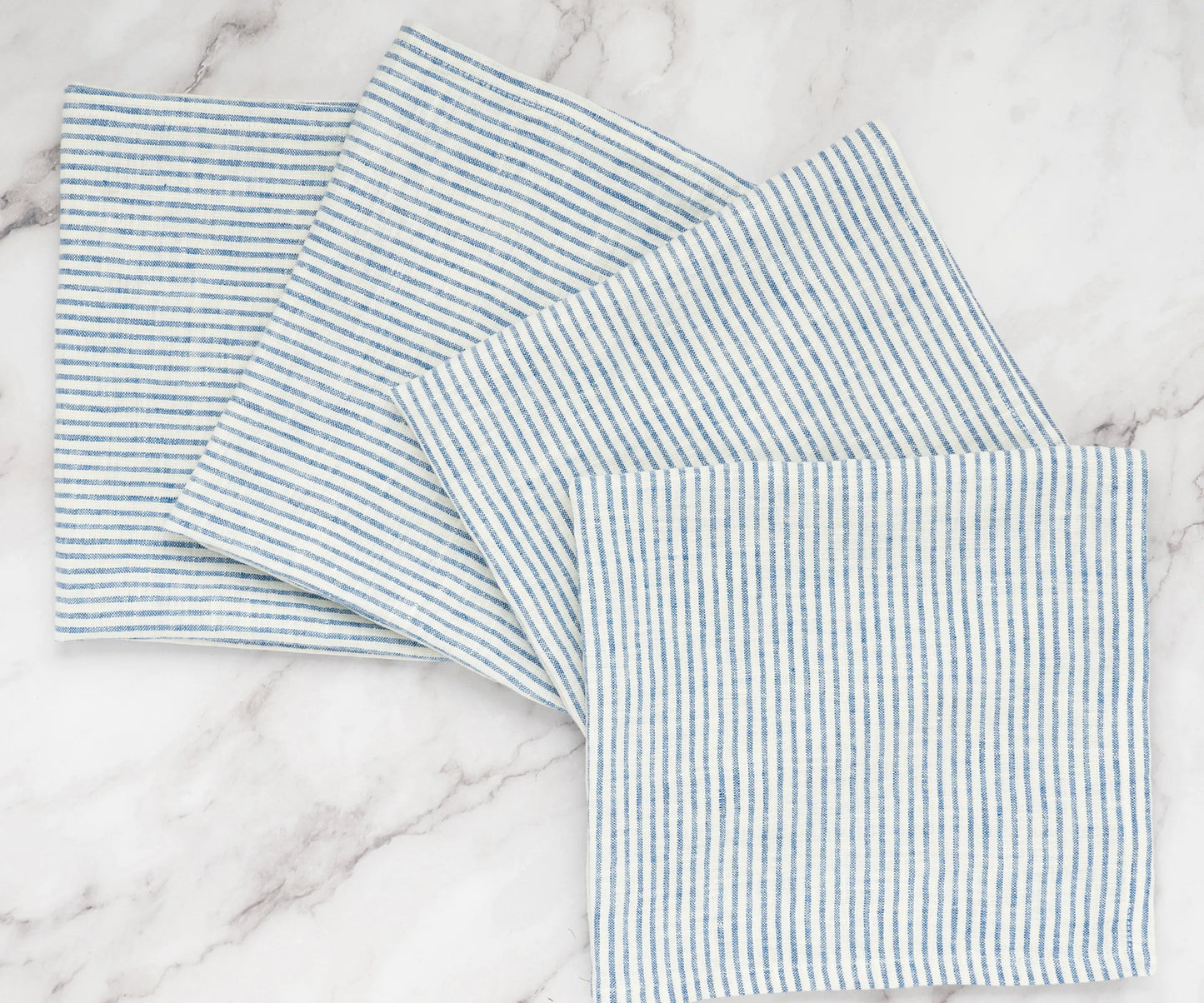 Blue Linen Striped Napkins