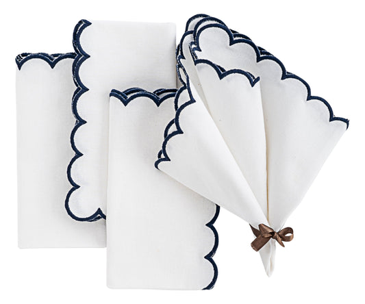 Scalloped Edge Linen Napkins