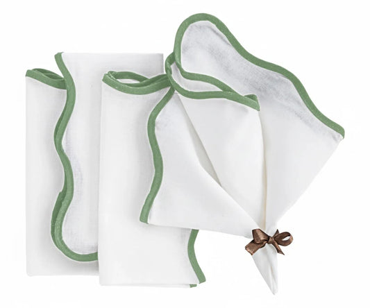 Sage Green Scalloped Edge Napkins