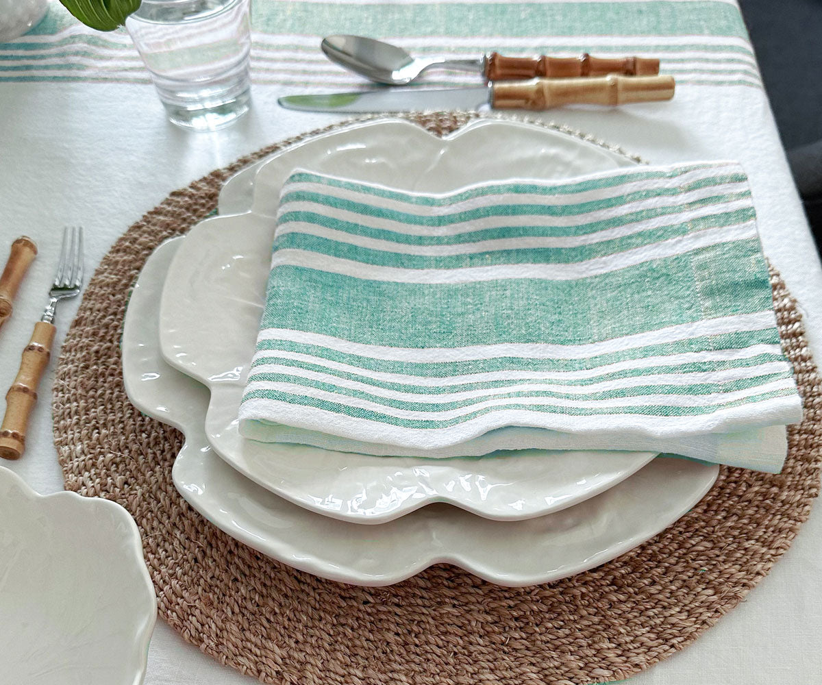Green Striped Napkins Set of 4, 8 & More