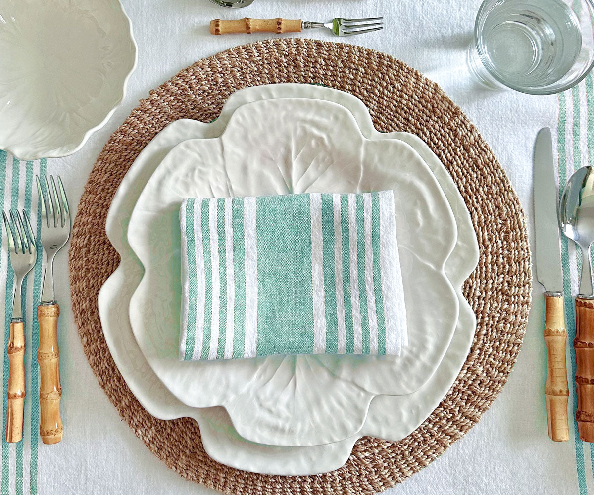Green Striped Napkins Set of 4, 8 & More