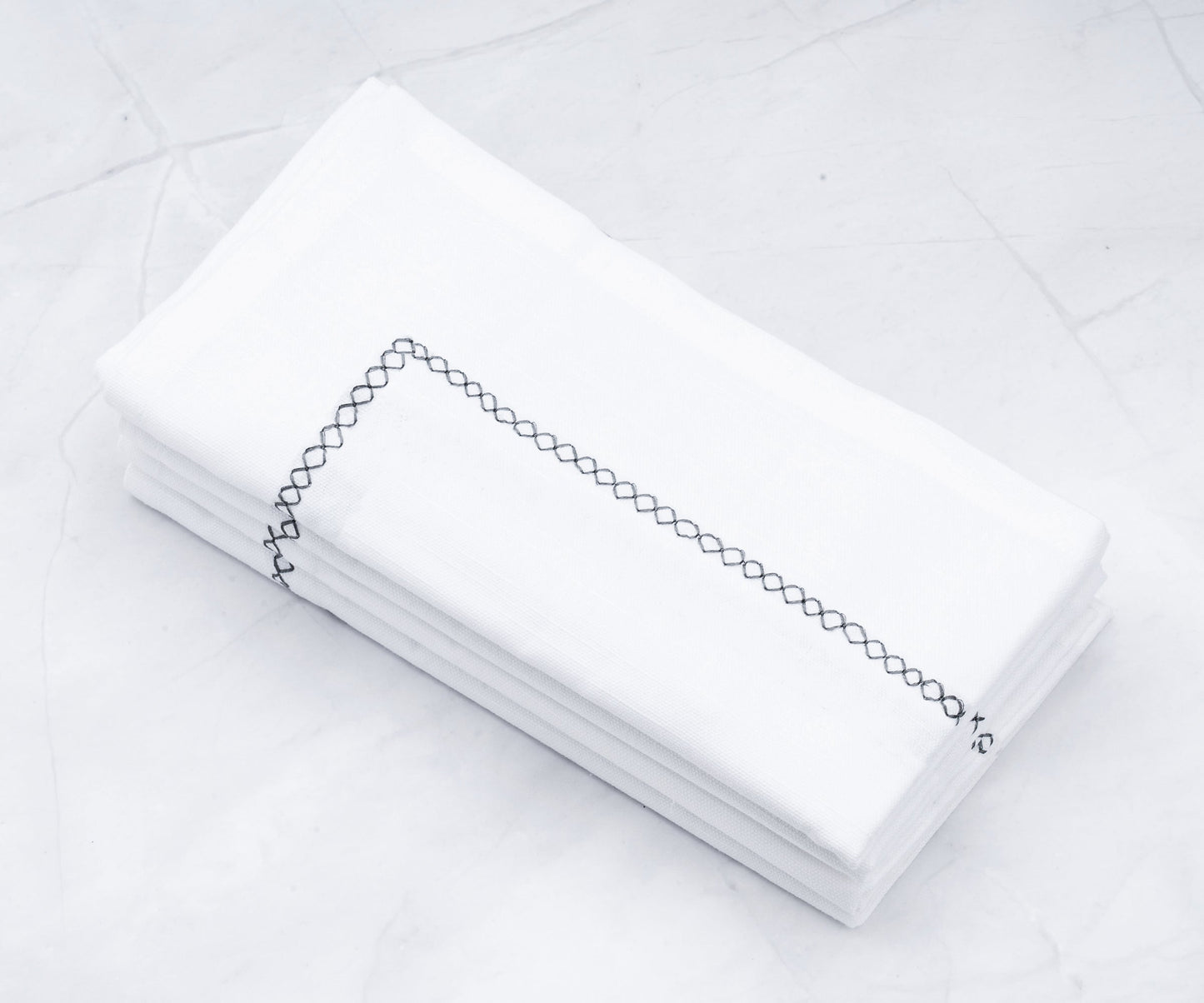 Gray Embroidery Napkins - Line Design