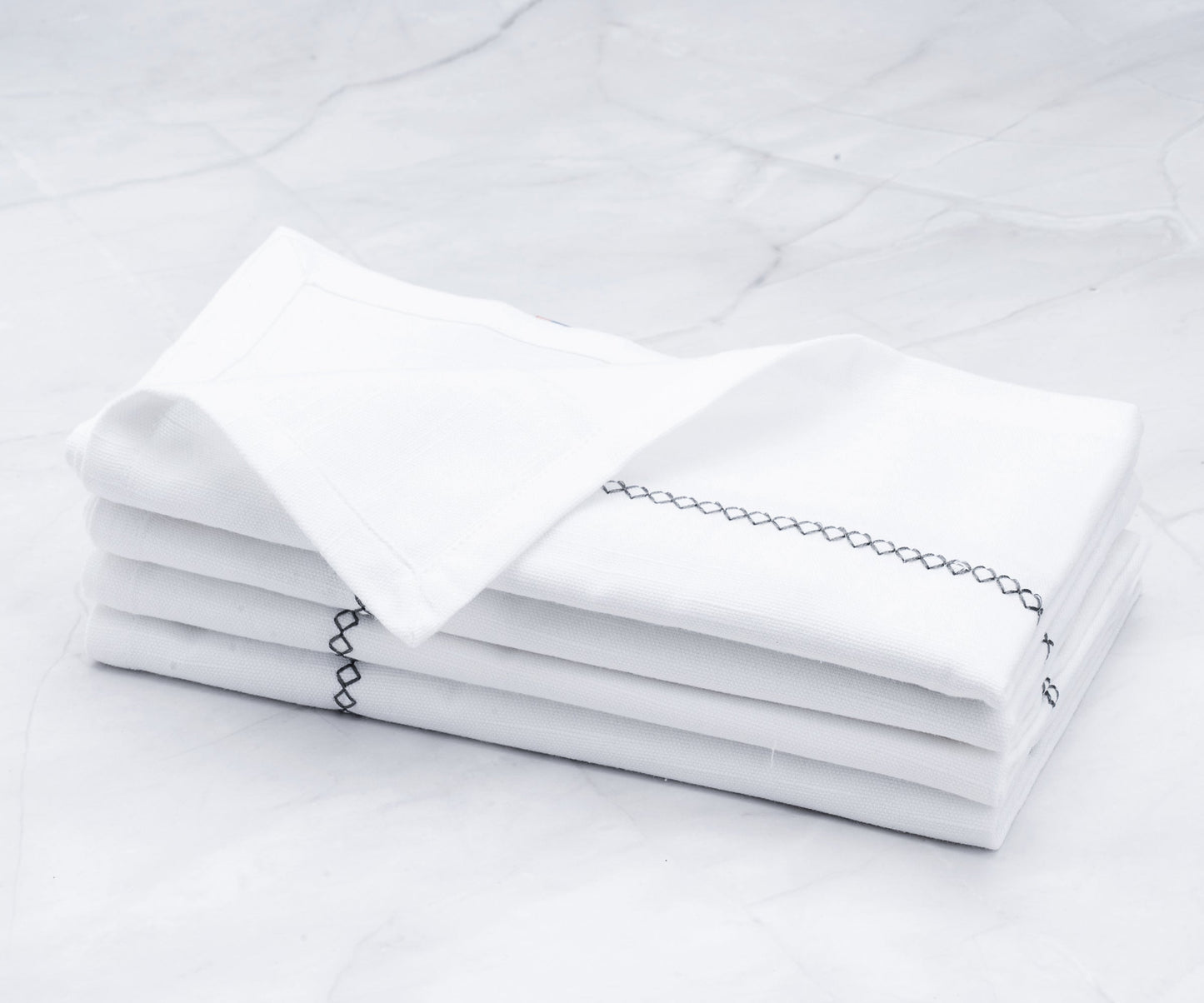Gray Embroidery Napkins - Line Design