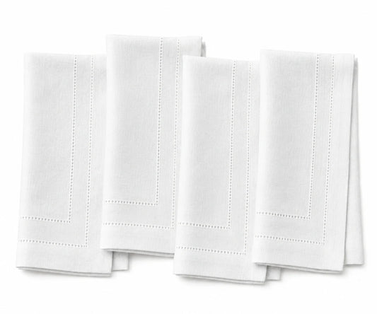 White Hemstitch Linen Napkins