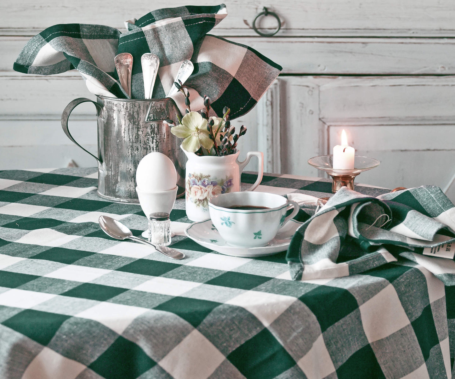 Green Checkered Tablecloth - Cloth Tablecloths