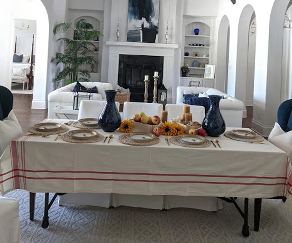 French Striped Tablecloth