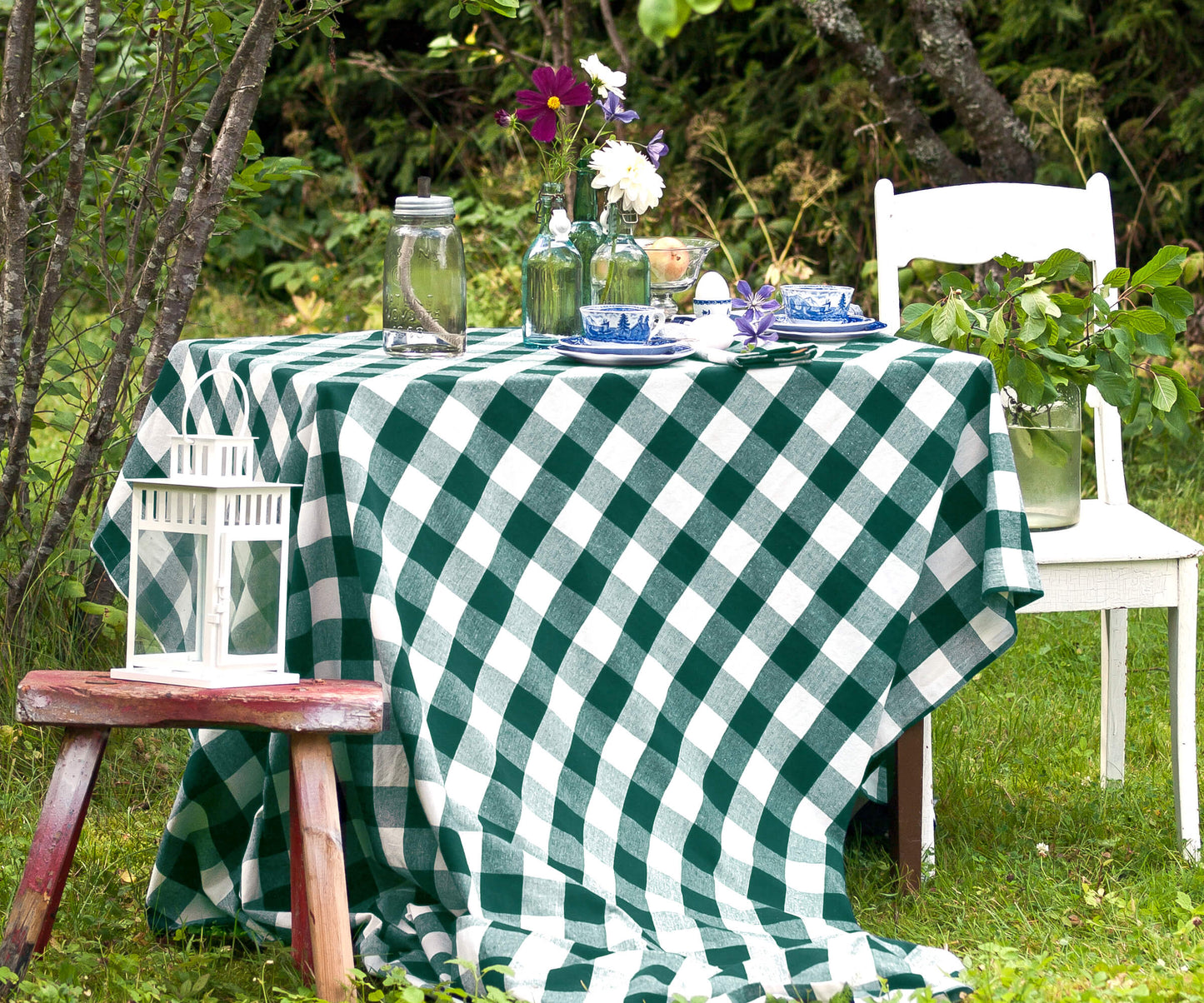 Green Checkered Tablecloth - Cloth Tablecloths