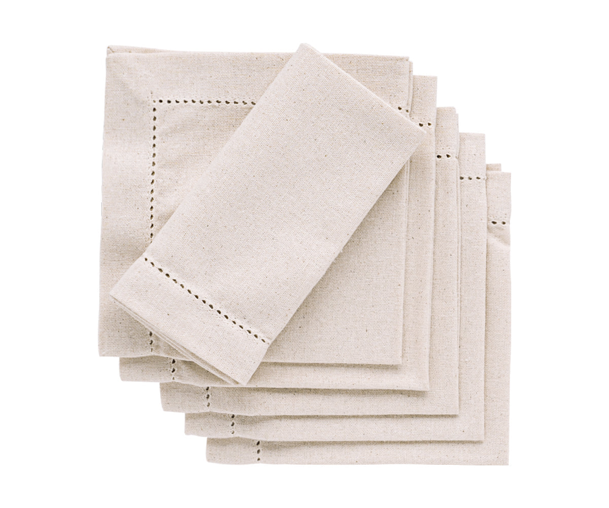 Natural Cotton Cocktail Napkins - 10 Inch
