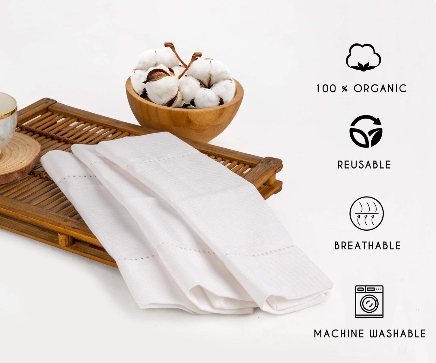 Cotton Dinner Napkins - Hemstitched Cloth Napkins