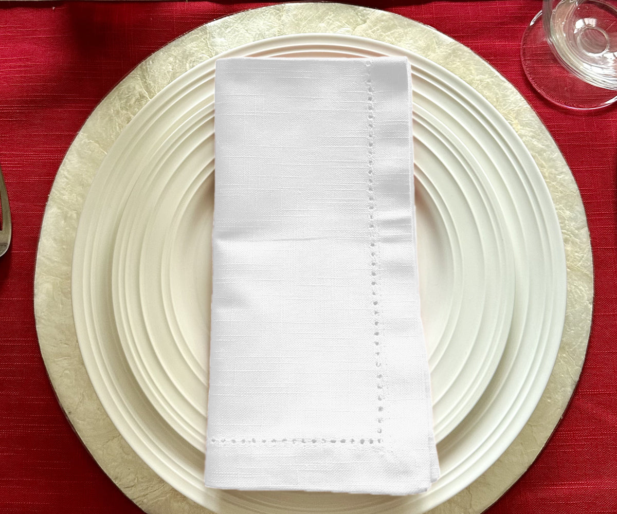 Cotton Dinner Napkins - Hemstitched Cloth Napkins
