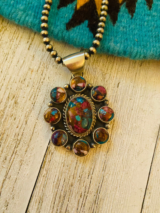 Handcrafted Pink Dream Mojave & Sterling Silver Cluster Pendant