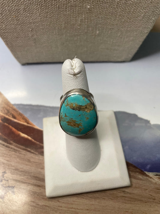 Handcrafted Sterling Silver & Turquoise Ring Size 5.5