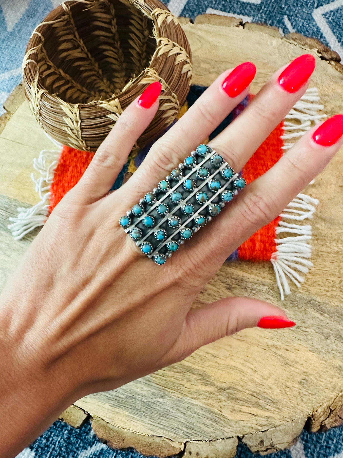 Handcrafted Sterling Silver & Kingman Turquoise Snake Eye Ring