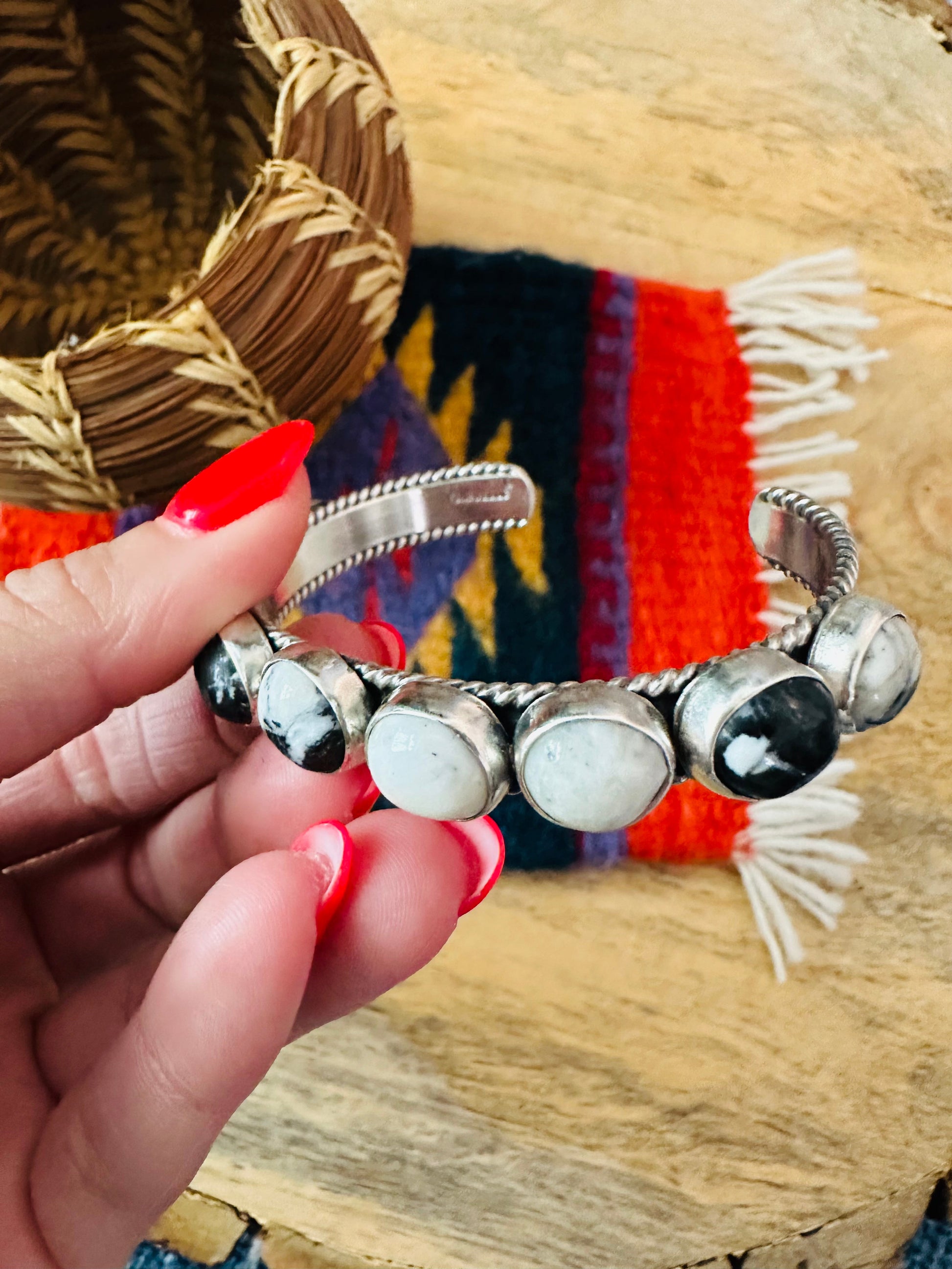 Navajo White Buffalo & Sterling Silver Cuff Bracelet – A Western Wedding Co