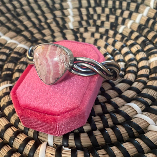 Handcrafted Sterling Silver And Rhodochrosite Cuff Bracelet