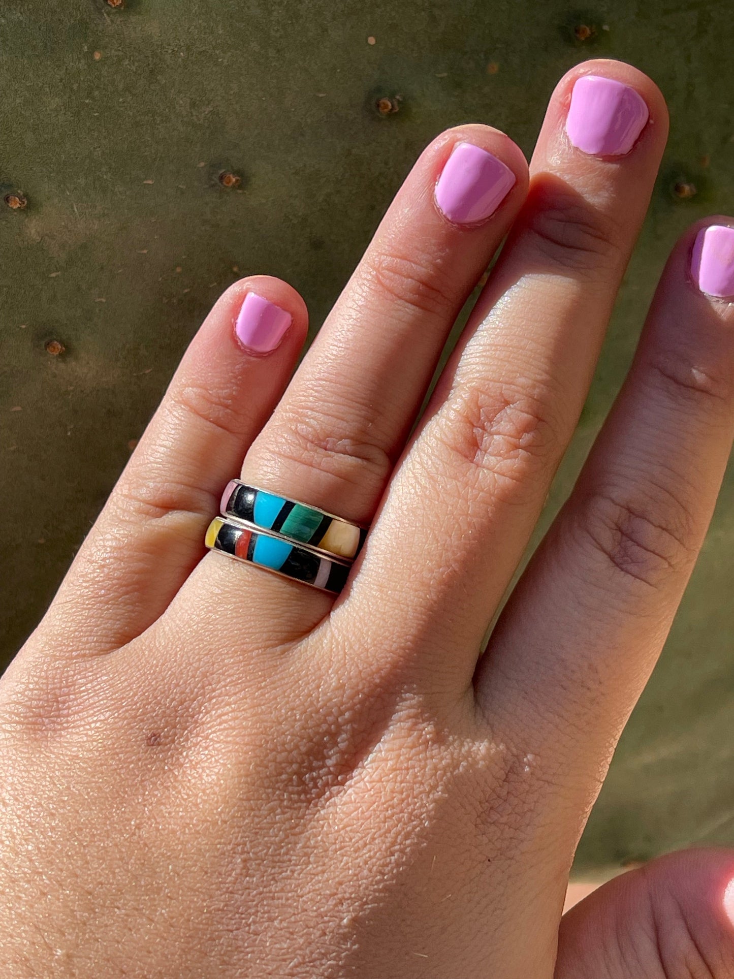 Handcrafted Multistone and Sterling Silver Inlay Stacker