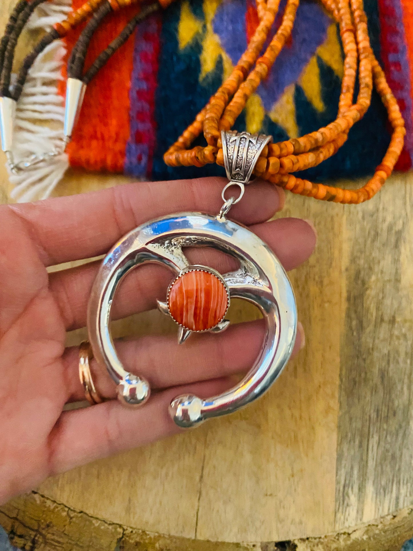 Handcrafted Sterling Silver & Spiny Beaded Naja Necklace