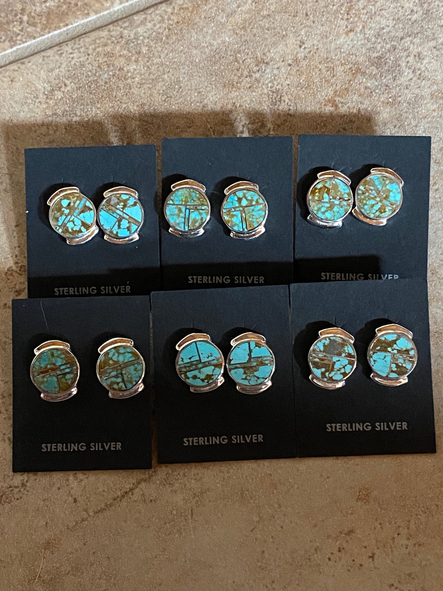 Handcrafted Turquoise #8 & Sterling Silver Stud Earrings