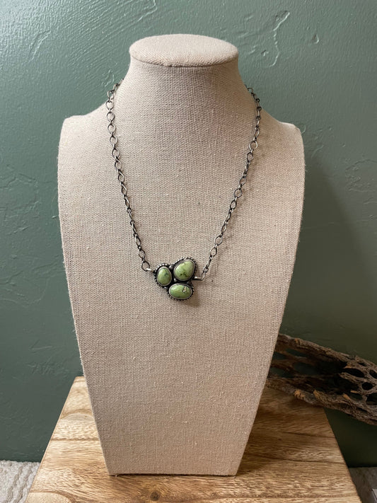 Handcrafted Sterling Silver Turquoise Necklace By Sheila Becenti 15Inch