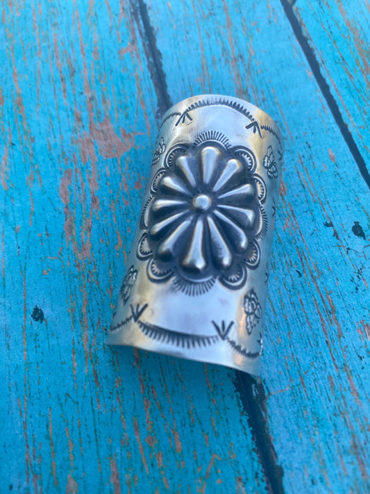 Handcrafted Sterling Southwest Hand Stamped Hair Ponytail / Braid Accessory 2 inch