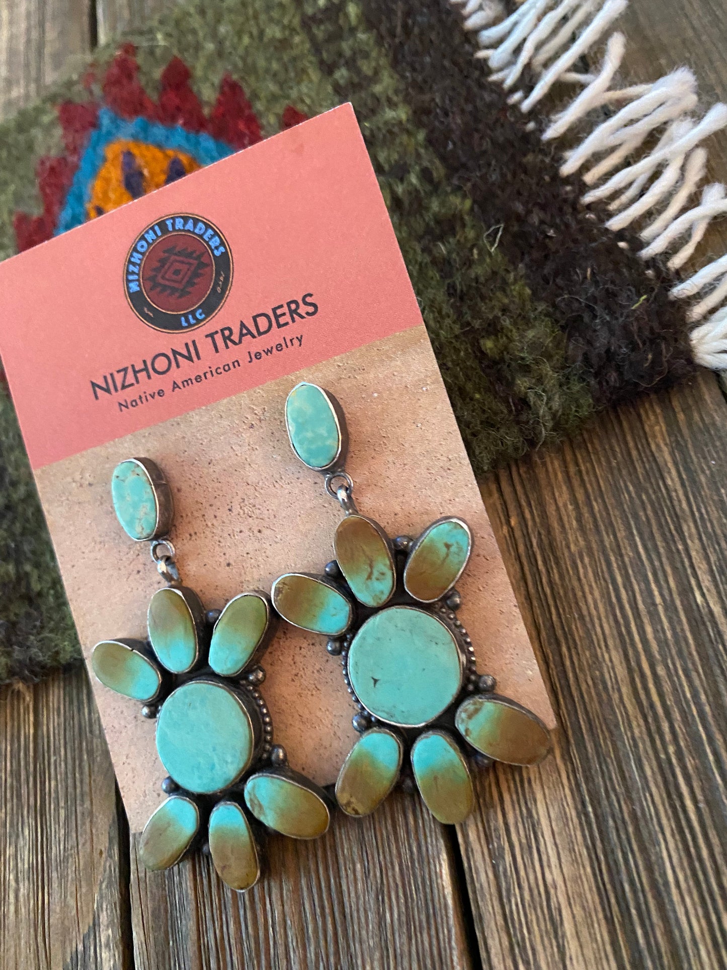 Navajo Jacqueline Silver Royston Turquoise & Sterling Silver Dangle Earrings