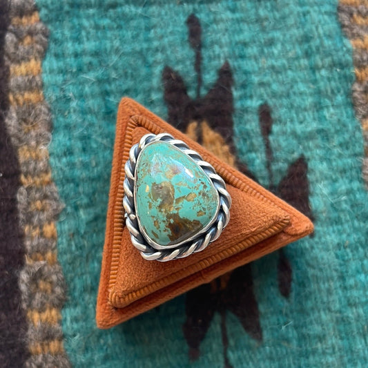 Handcrafted Turquoise Sterling Silver Ring Size 5.5 Signed