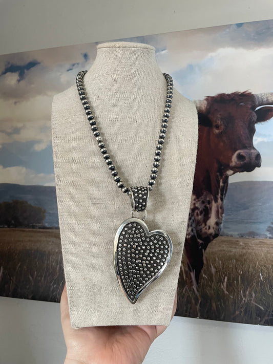 Handcrafted Sterling Silver Heart Pendant Signed