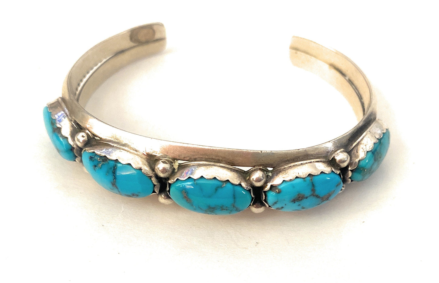 Handcrafted Old Pawn Vintage Turquoise & Sterling Silver Cuff Bracelet /