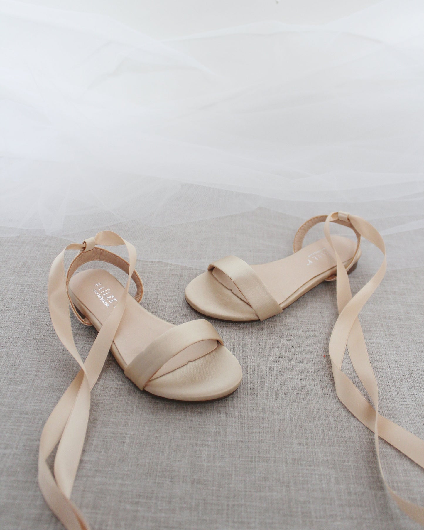 Satin Flat Sandal with Ballerina Lace Up