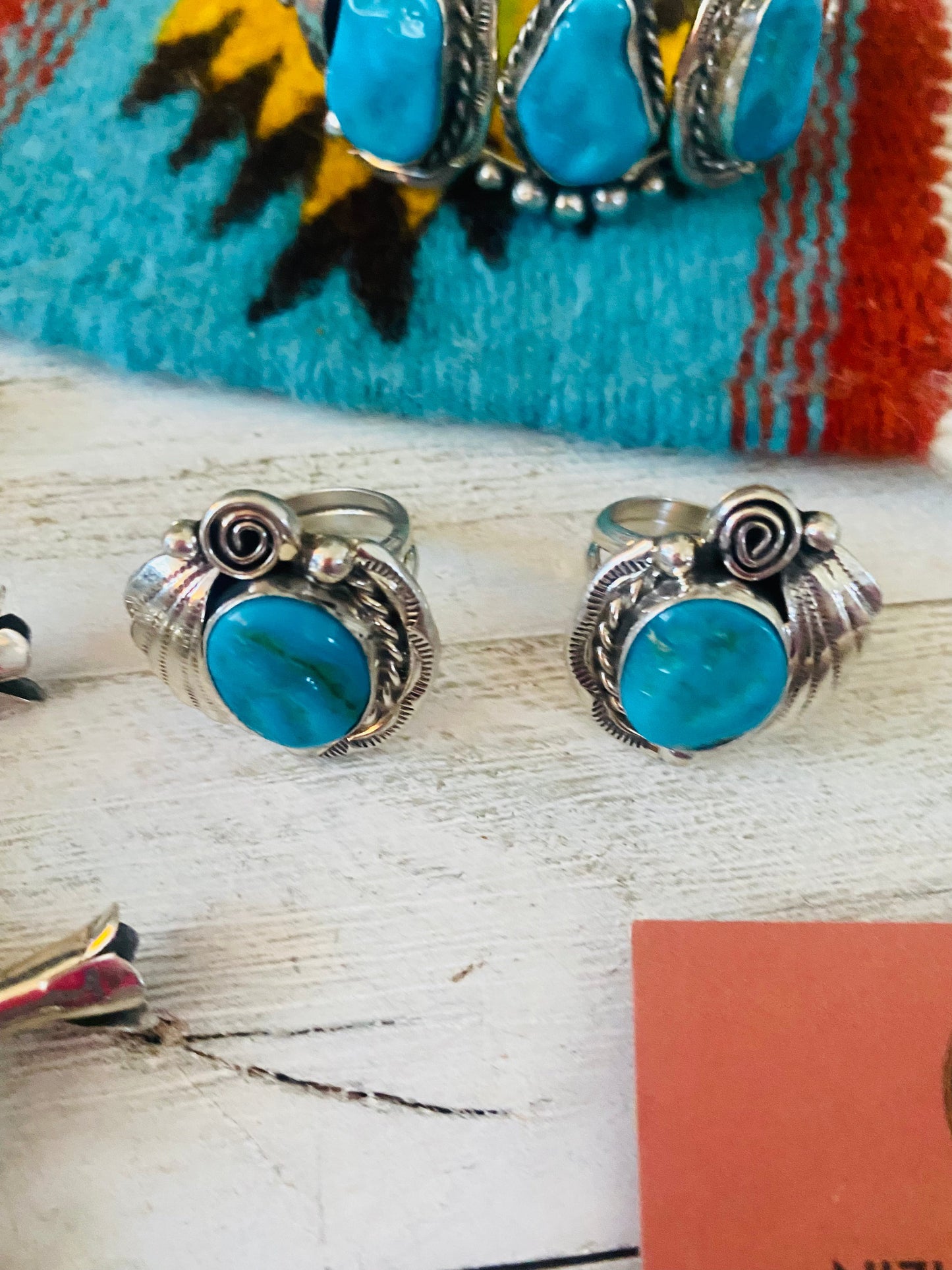 Handcrafted Kingman Turquoise And Sterling Silver 6 Piece Set