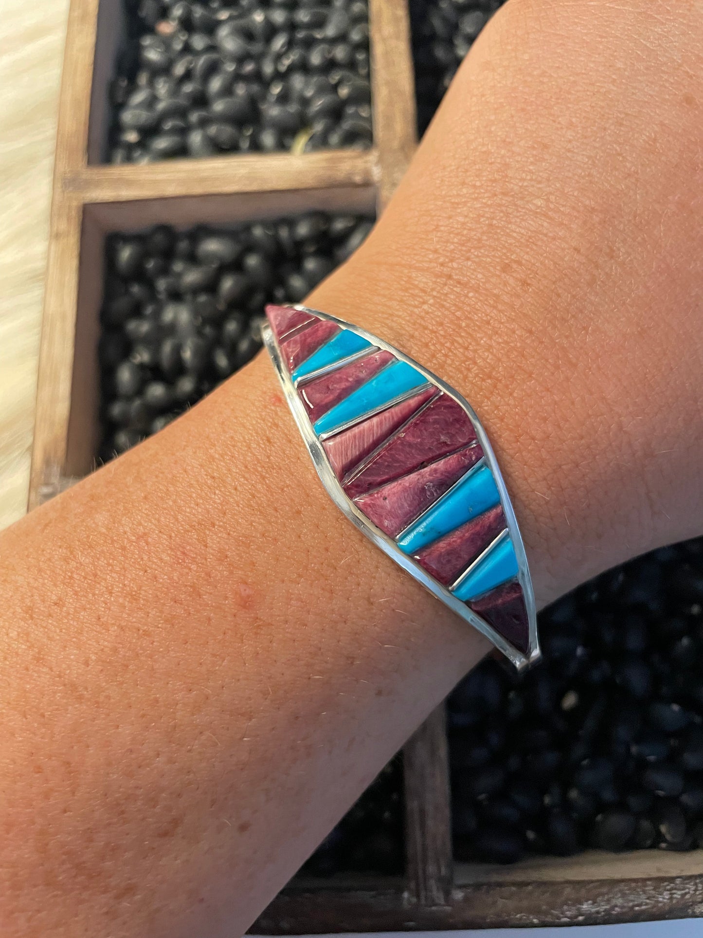 Handcrafted Sterling Silver, Spiny, & Turquoise Cuff Bracelet