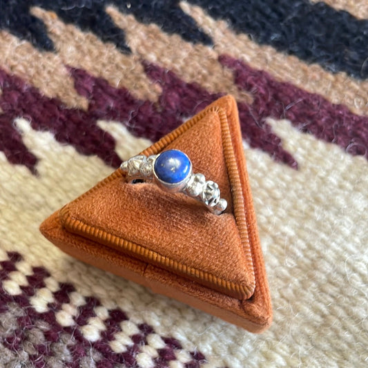 Handcrafted Small Stone Lapis & Sterling Silver Ring