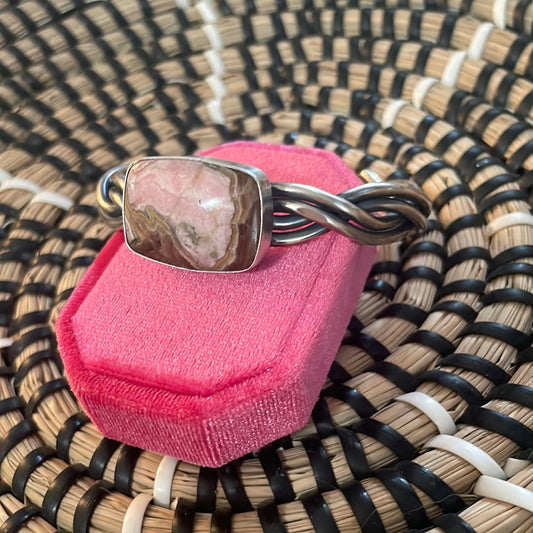 Handcrafted Sterling Silver And Rhodochrosite Cuff Bracelet