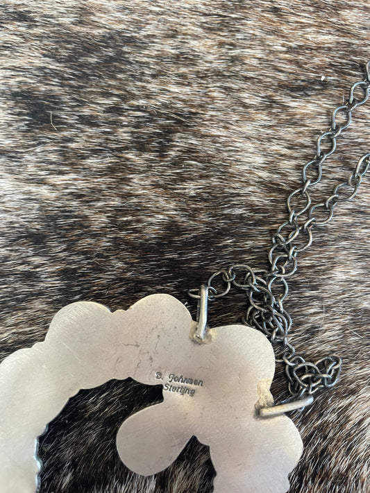 Handcrafted Sonoran Mountain Turquoise & Sterling Silver Naja Necklace by B. Johnson