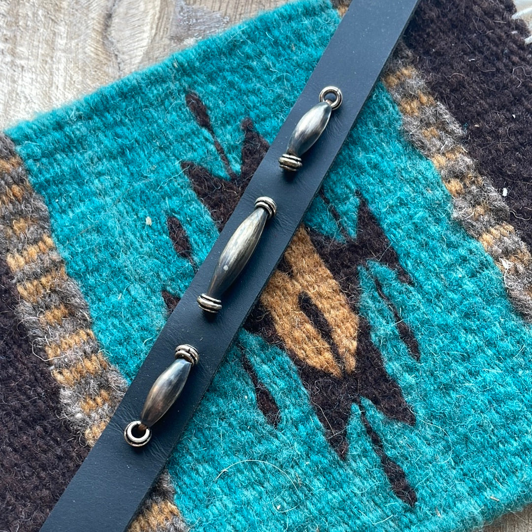 Handmade Black Leather Bracelet