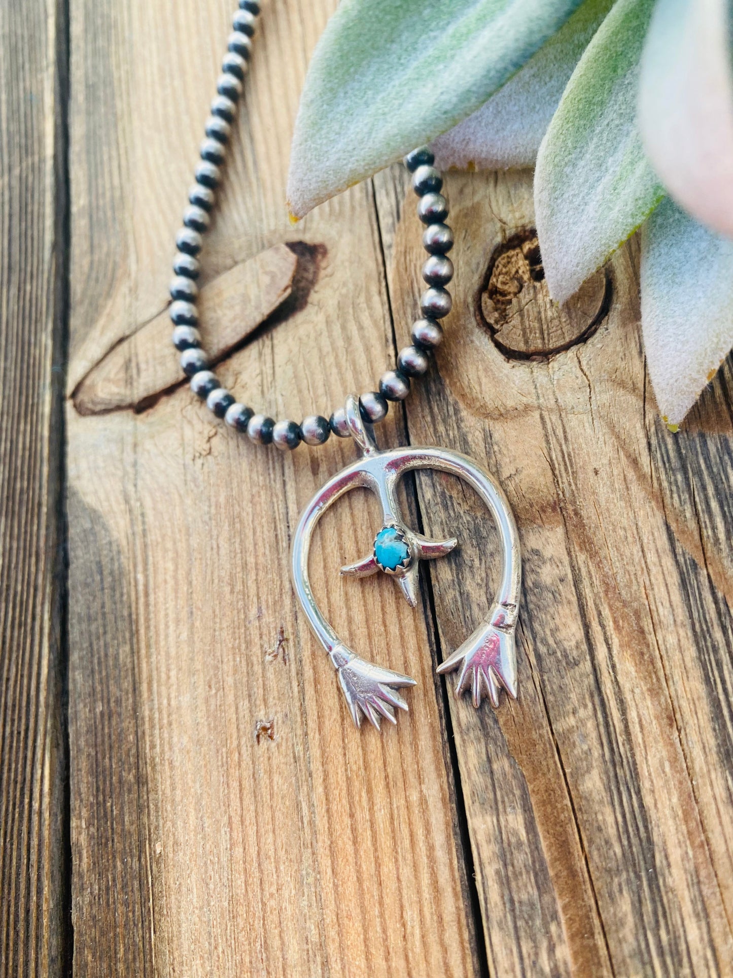 Handcrafted Sterling Silver & Turquoise Naja Pendant