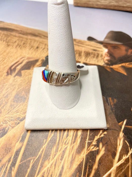 Handcrafted Multi-Stone And Sterling Silver Ring Size 10