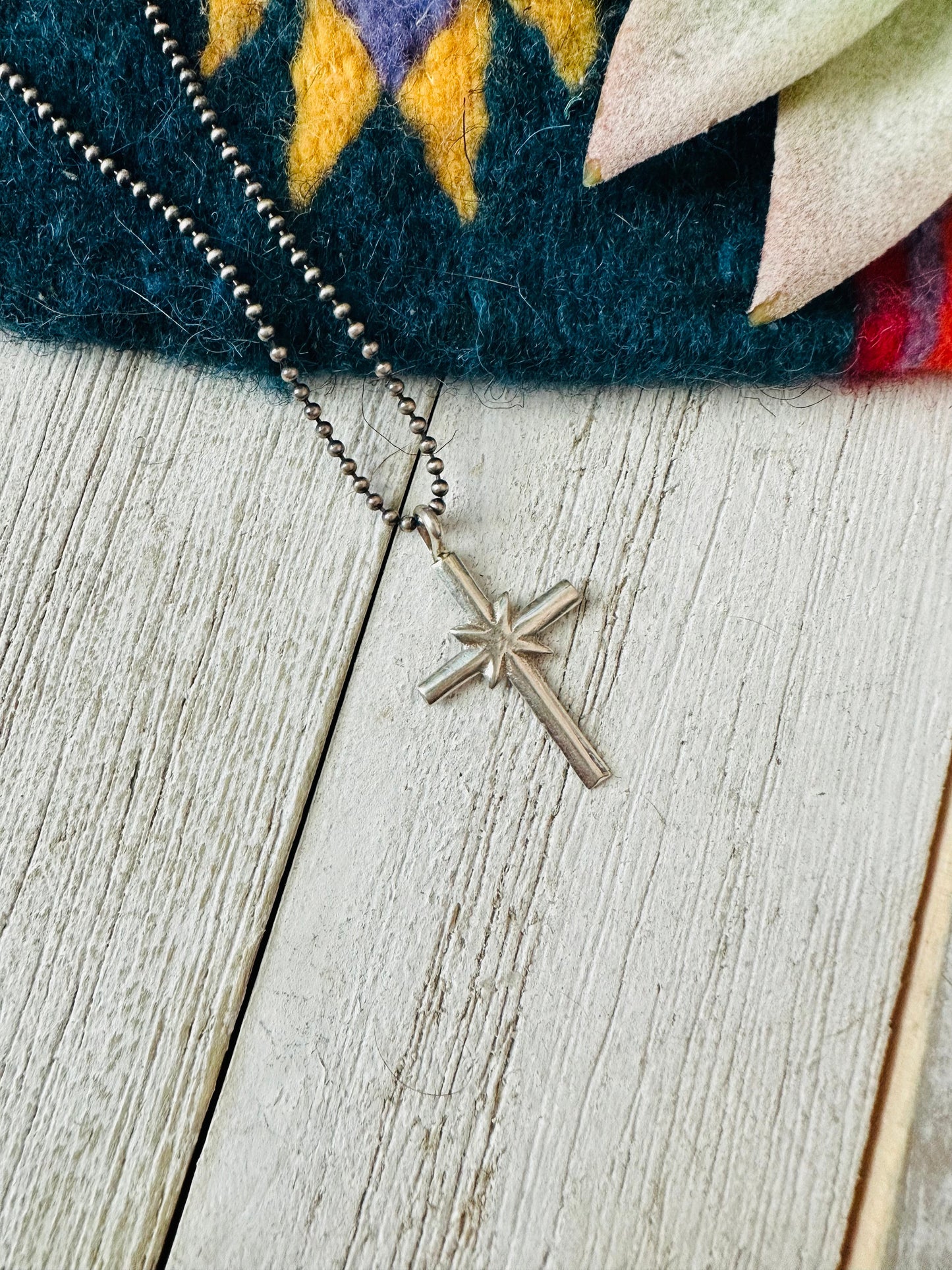 Navajo Sterling Silver Mini Cross Pendant