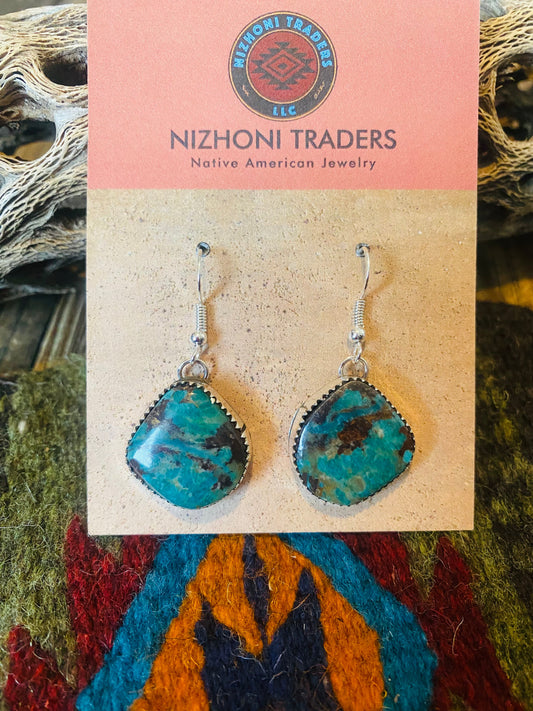 Handcrafted Turquoise & Sterling Silver Dangle Earrings