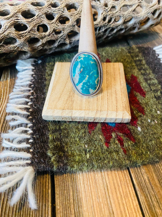 Handcrafted Gold Canyon Turquoise & Sterling Silver Adjustable Ring by Wydell Billie