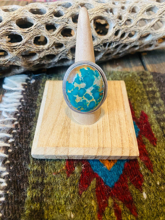 Handcrafted Gold Canyon Turquoise & Sterling Silver Adjustable Ring by Wydell Billie
