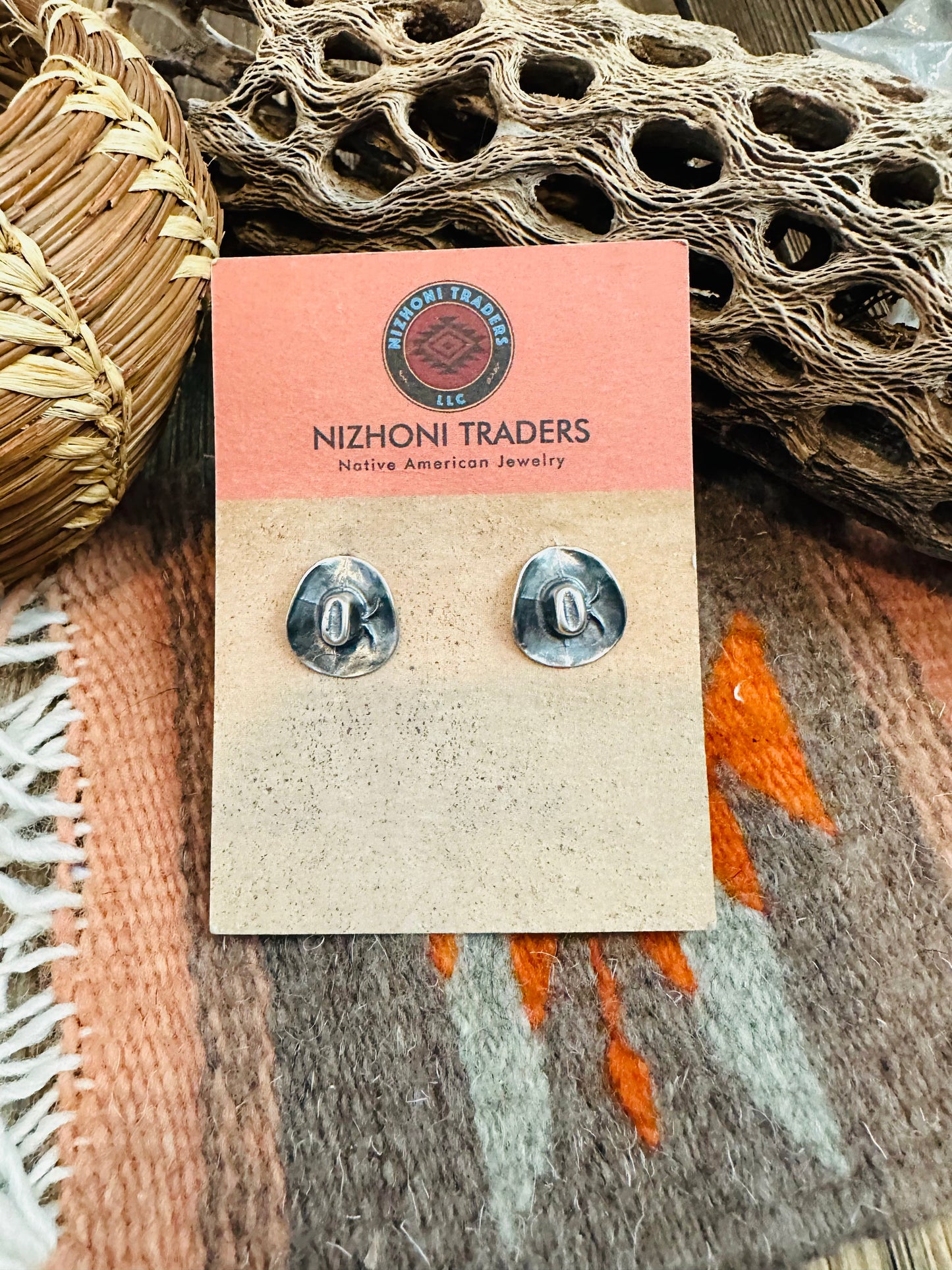 Handcrafted Cowboy Hat Sterling Silver Stud Earrings