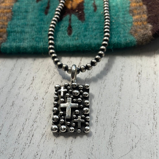Beautiful Handcrafted Sterling Silver Cross Pendant Signed Akee Douglas