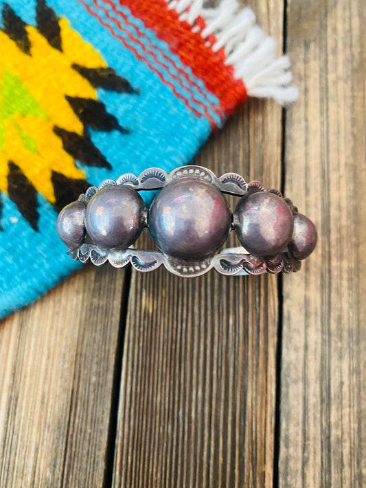 Handcrafted Old Pawn Vintage Sterling Silver Cuff Bracelet